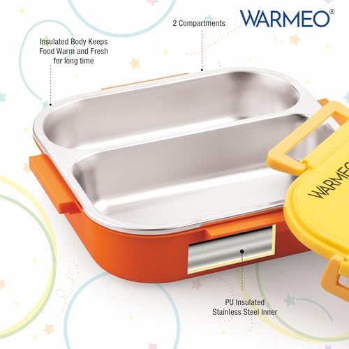Image of WARMEO Jerry Insulated Lunch Box with Two Compartment BPA Free, Kids Lunch Box,Food Grade Ideal for School, Picnic, Office & Outdoor - 500ml Dino, Stainless Steel