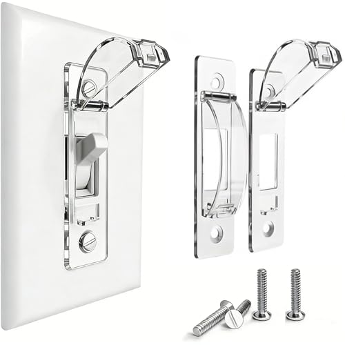 Image of ZEFTV 2 Pack Toggle Light Switch Cover Guard Child Proof Wall Light Switch Lock Protects Your Lights from being Accidentally Turned On or Off by Children and Adults, Clear