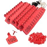 Ear Tags for Cattle, 001-100-200-300-400-500-600-700-800-900-1000 numbers Plastic Livestock Ear tag, Cow Ear Tags for Personalized Marking Animal tag (5 Colors options) Blue 901-1000 Red 1-100