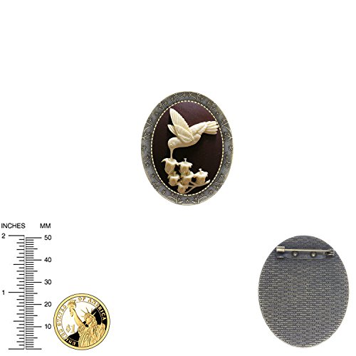 Image of Floral Pin Brooch Antique Brass Flower Decor Fashion Cameo Jewelry Pouch for Gift