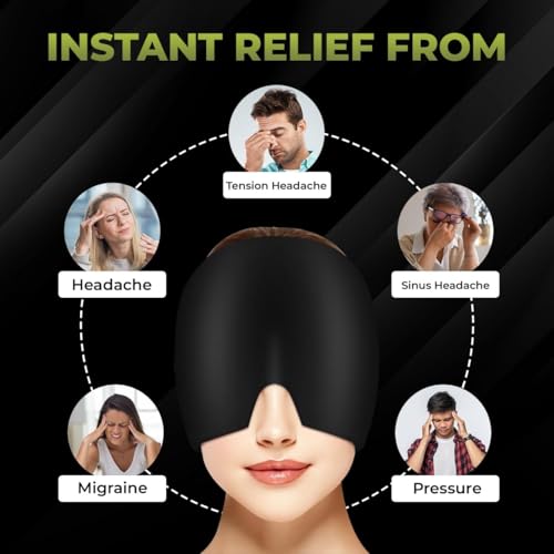 Image of Migraine Relief Cap for Headache & Migraine Pain | Hot & Cold Therapy Cooling Gel Mask | Sinus, Stress, Tension Relief Head Wrap | Reusable Ice Pack Cap for Men & Women (Multicolor)
