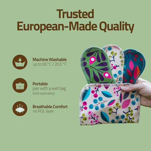 Image of Made in EU - Ultra-Thin Reusable Panty Liners (Medium, 7-Pack) - High-Temp Washable Cloth Panty Liners for Women - Secure & Breathable Organic Viscose Keeps You Fresh & Dry for Daily Vaginal Discharge