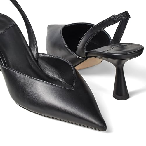 Women's Kitten Heel Pointed Closed Toe Slingback Pumps Fashion V Shaped Silhouette Slip On High Heel Summer Shoes Wedding Prom Dressy Heeled Sandals for Women4