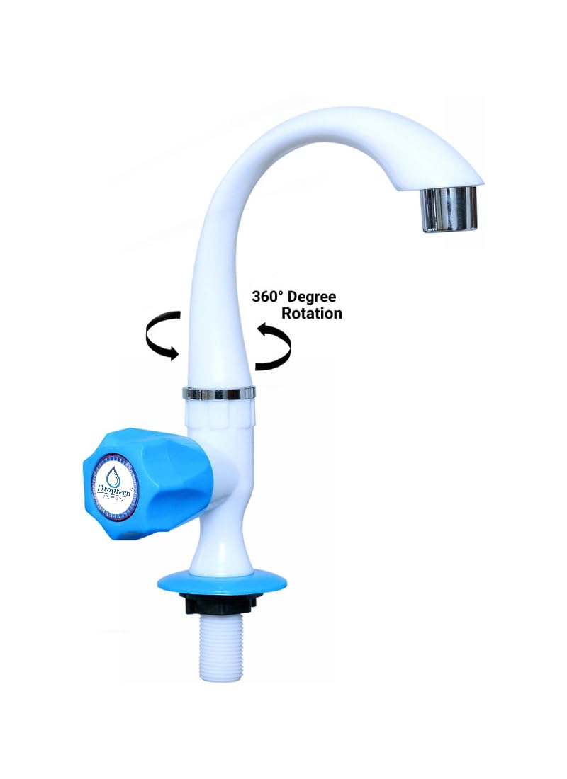 Droptech PVC Swan Neck Tap for Kitchen/Bathroom Wash Basins/faucets (Big Neck) (Blue Shed) Pack of 2 2
