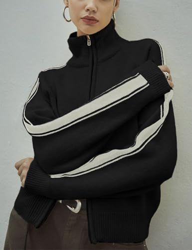 Image of Qiaomai Womens Cardigan Sweaters Zip Up Long Sleeve Knit Sweater Jacket Open Front Outerwear Coats