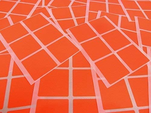 37mm 1.5" Square Shape Colour Code Stickers - Packs of 72 Large Coloured Squares Sticky Labels - 32 Colours Available Fluorescent Flame Red