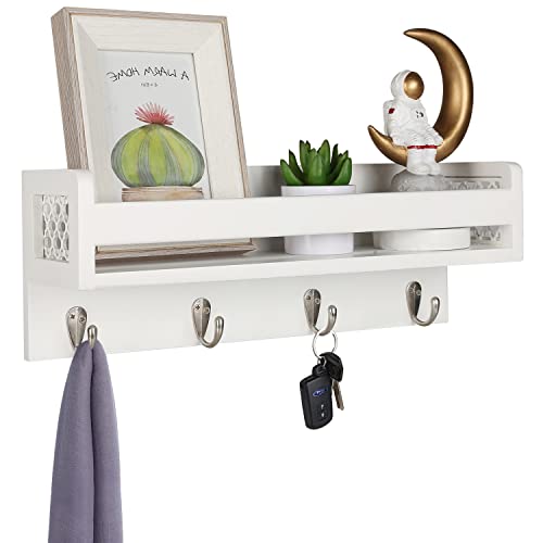 Tigcent Porte-Manteau Mural avec Étagère, Crochet pour Manteau avec 4 Crochets Cintre Mural pour Salon Couloir Chambre Cover