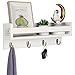 Tigcent Perchero de Pared con Estante con 4 Ganchos, Estante de Pared Perchas Perchero de Madera para Entrada Baño Cocina Dormitorio