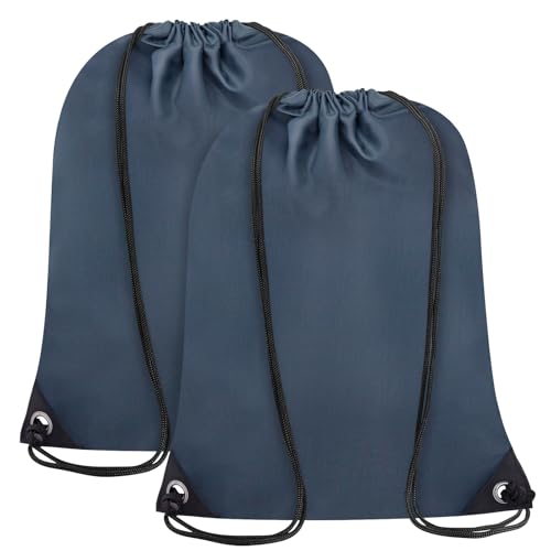 CALACH 2PCS Drawstring Bags Bulk, String Backpack for Men Women, Cinch Bag Draw String Back Bag for Gym, Sports, Travel, Navy Blue