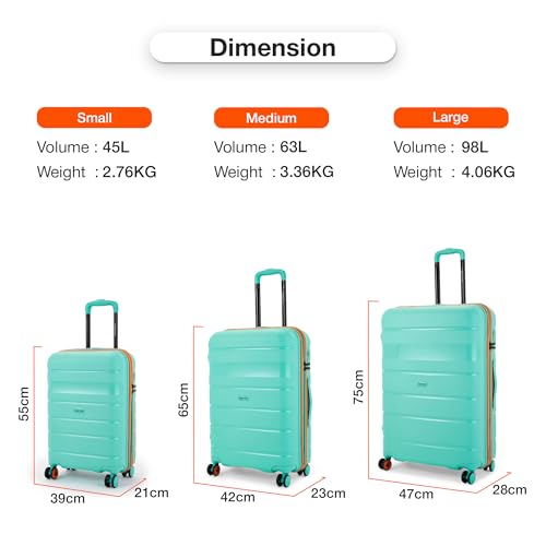 Image of Nasher Miles Jupiter Hard-Sided Polypropylene Cabin Luggage 20 inch | 55cm | 8 Wheels Small Trolley Bag for Travel | Suitcase (Teal)