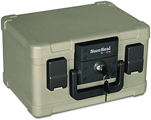 SureSeal by FireKing SS102 1/2 Hour Fireproof/Waterproof Safe Chest, Fits #10 Envelopes, 0.15 CU FT Storage Capacity,Taupe
