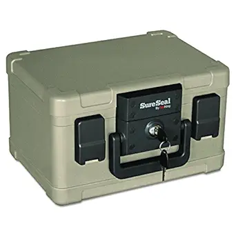 FireKing SureSeal Fire Safe with Key Lock, 1/2 Hour Fire Rated, Waterproof, 100 Hour Water Resistant, Home Safe, Taupe