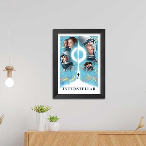 Image of TenorArts Interstellar Poster Hollywood Movie Posters Vector Art Photo Frame Painting With Dark Wooden Texture (12inches x 9inches)