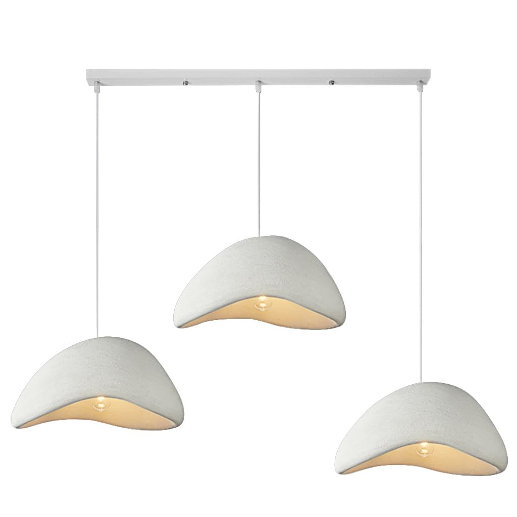 HEYUN Moderne Hanglamp Japanse Wabi-Sabi-stijl E27 Wit Creatieve Kroonluchter Eettafel Hanglamp Binnenverlichting Verstelbare Woondecoratie Voor Eetkamer Keukeneilandverlichting(B,50CM