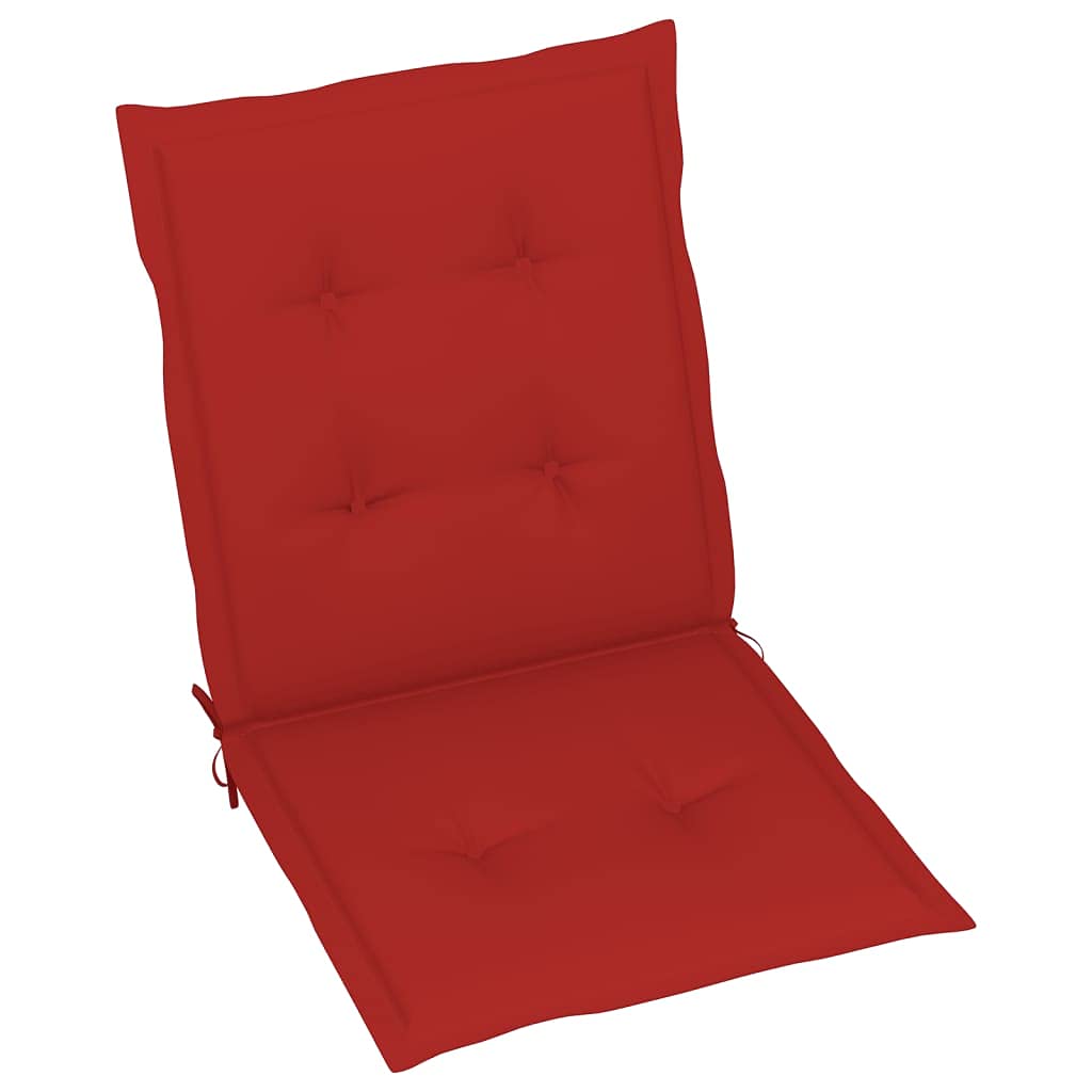 Cuscino per sedia da giardino, 2 pezzi, per sedie a sdraio con schienale alto, design universale, per interni ed esterni, balcone, terrazza, con 2 laccetti, rosso, 100 x 50 x 3 cm