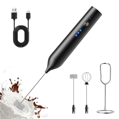 QTDHG Rechargeable Milk Frother with Stand 3 Speed