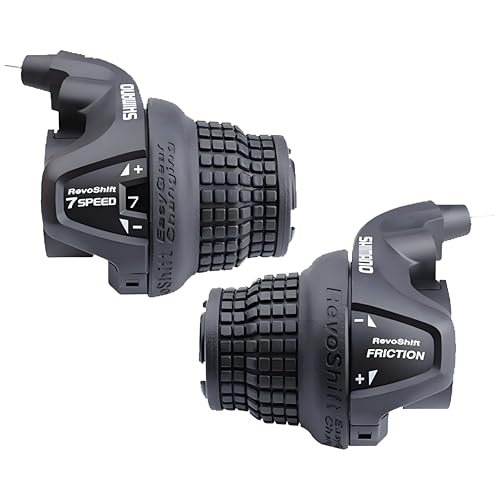 Airuzara 2 Pcs Bike Gear Shifters 3×7 Speed, Bicycle Revoshift Shift Lever RS25-3L RS25-7R Bicycle Twist Grip Thumb Gear Shifter for MTB Folding Mountain Bike