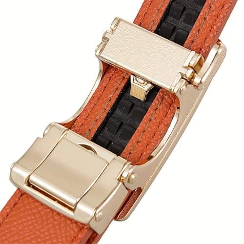 Women’S Split Leather Microfiber Hollow Belt With Alloy Automatic Buckle Light Luxury All-Match For Jeans 2.4Cm Width2