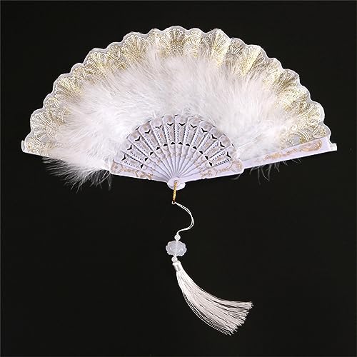 Éventail pliant à plumes robuste 43x25cm contre la chaleur avec style - 5