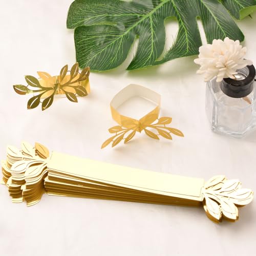 Urroma S6-UR00751-CA-FBA 50 Pcs Gold Leaves Napkin Buckle thumb #4