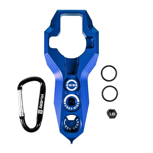 HK Army Tank Regulator Multi-Tool w/ORings, Burst Disc, Carabiner (Blue)
