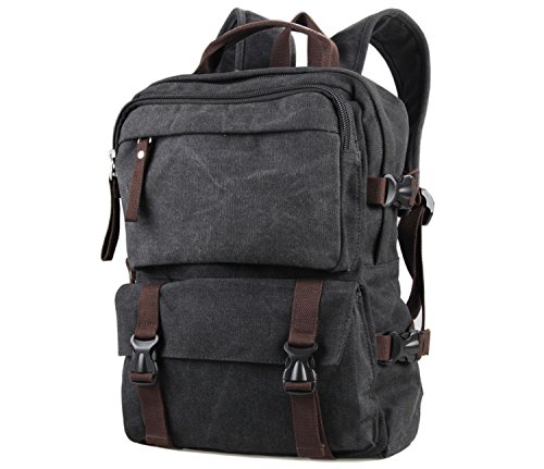 Preisvergleich Produktbild Bonace Retro Großer Kapazität Canvas Moderne Rucksäcke / Schulrucksack / Reise Rucksack für Jugendliche / Studenten / Mädchen / Outdoor / Campus / Wandern fit Herren und Damen (Grau)