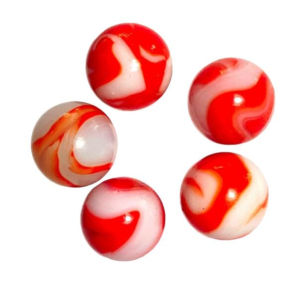 Generic 16mm Red Baron Glass Marble Players Pack of 5 Early Edition Pre-2000