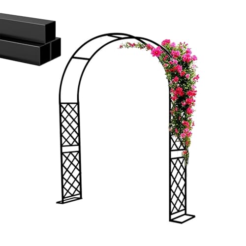 AJTXCSFOQL Arco de Jardín Exterior con Base Estable, 180 200 280 350 140 220 260 310 Pérgolas Enrejado de Acero, Arcos Decorativo para Eventos, Soporte para Plantas/Rosas(Negro,330x240x40cm)