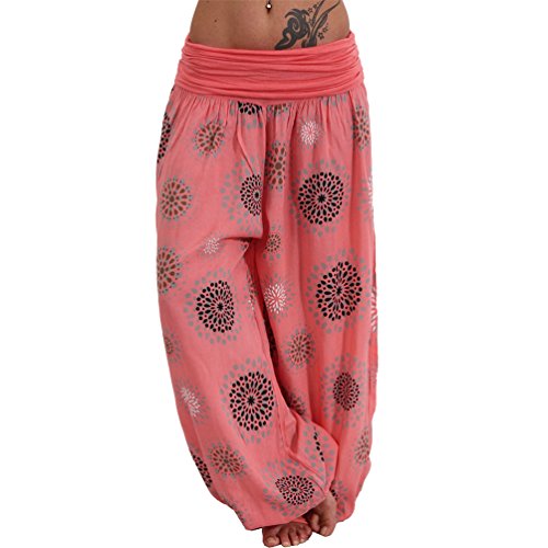 Pantalon d'été, léger, motif de fleur en forme de cercle, pour la plage, style sarouel Aladin, Ali Baba, Bloomers 190, abricot, 40