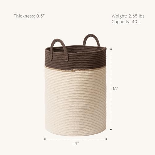 LA JOLIE MUSE Woven Basket Rope Storage Baskets - Large Cotton Organizer, Laundry Basket, Oatmeal, 40 Litres by LA JOLIE MUSE - Image 4