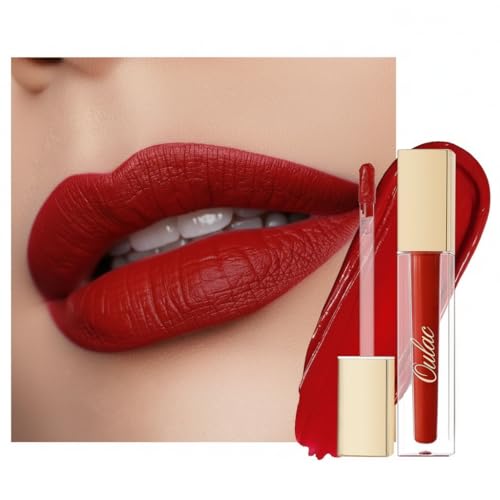 Oulac Lippenstift Rot Matt Langanhaltender, Roter Lippenstifte, Wasserfester mit Kussechter, No-Transfer, Flüssig Cremige Textur, Hochpigmentiert, Matte Ink, Lasting Tint, Vegan, 4,5 ml (M01)