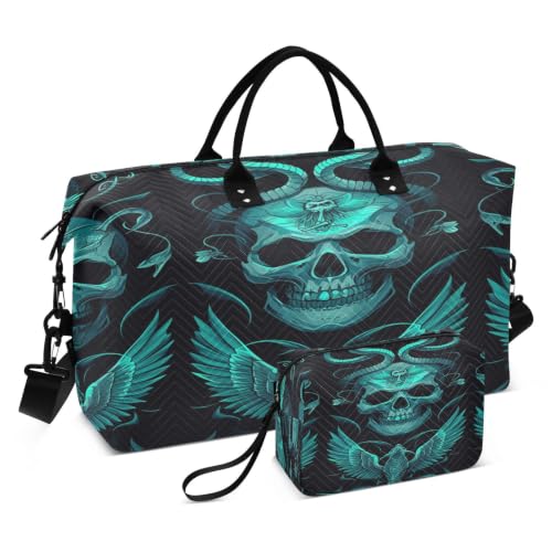 Sac de sport de natation serpent crâne avec trousse de maquillage voyage