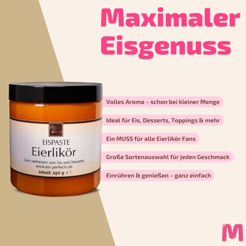 Eierlikör Eispaste Aroma Eis Desserts Pralinen Zum Verfeinern von leckerem Eis Getränke Kuchen Kekse Tortencremes Desserts uvm. Inhalt 250 g – Bild 4
