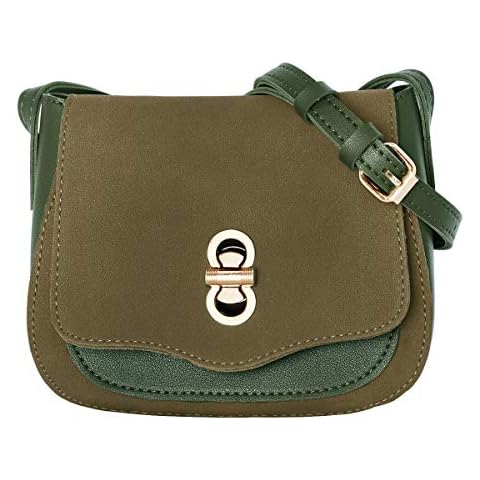 CRAZYCHIC - Women's Small Crossbody Bag - Shoulder Handbags PU Suede Leather - Elegant Evening Clutch Bag - Mini Flap Messenger Bags - Ladies Girls Fashion - Khaki Green Cover