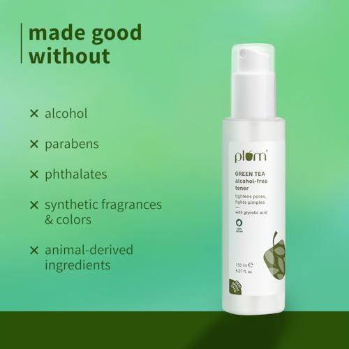Image of Plum Green Tea Face Toner For Oily, Acne-Prone Skin | With Glycolic Acid | Alcohol-Free | Fights Pimples | Tightens Pores | Controls Oil | Gently Exfoliates Dead Skin Cells | Women & Men | 150ml