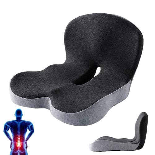 Reenly Seat Cushion for Truck Driver Trucker Seat Cushion Memory Foam L-Shaped Integrated Car Cushions Ergonomic Car Cushion for Big People with Back Support (Mix-Black)
