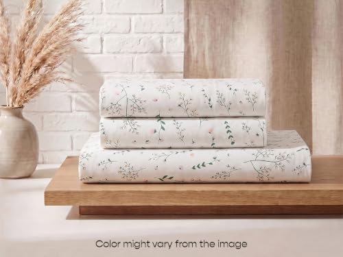 Image of SleepyCat 300 TC Cotton-Soft Microfiber Bedsheet with 1 Pillowcase|Wrinkle-Free|300 TC Plain Weave|No Creases, No Shrinkage|No Colour Fading|150 GSM|Flora Mist|Fits Mattress Upto 8 Inches|Single