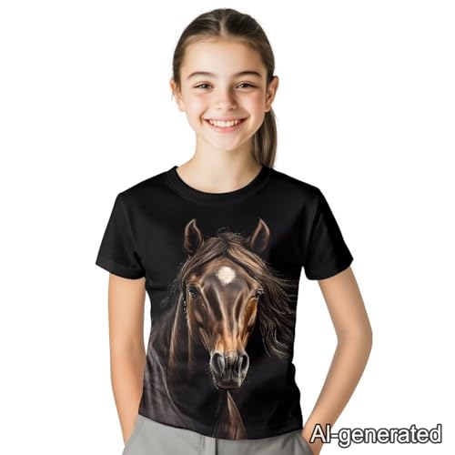 Image of Renewold Kids Novelty T-Shirt for Girls Boys Short Sleeve Crewneck Summer Tee Soft Breathable Graphic Shirt for Age 2-16