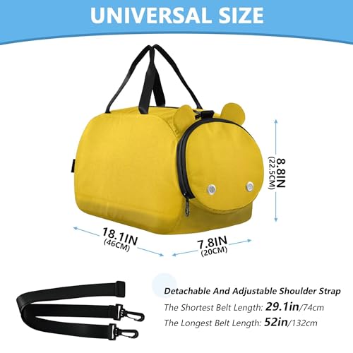 Yellow Kids Overnight Sports Duffel Bags with Shoe Compartment & Wet Pocket Travel Sport Gym Bag for Girls Boys3