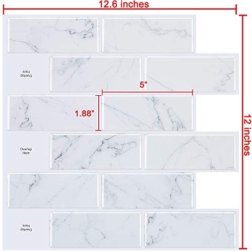 Stickgoo 10-Sheet Peel And Stick Subway Tile Backsplash, 13"X 12" Marble Look Kitchen Backsplash Peel And Stick Tiles #TOP5