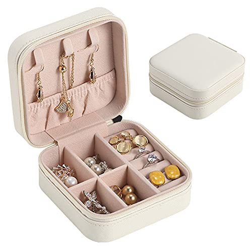 KiAKUO Joyero de viaje de piel sintética pequeña caja de joyería para viajes, para anillos, pendientes, collares, mini joyero para niñas y mujeres Cover