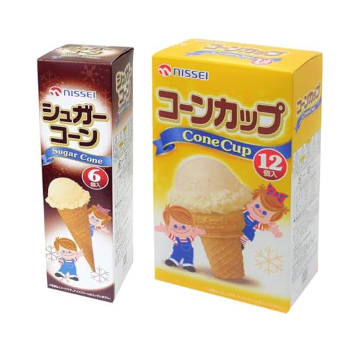 【2種セット】シュガーコーン 6個入 & コーンカップ 12個入 各1箱 アイスクリーム用コーン 家庭用 おやつ パーティーに