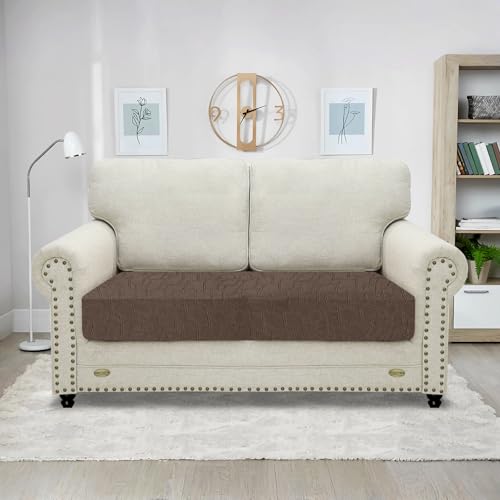 MAXIJIN Waterproof Sofa Seat Cushion Cover Jacquard Fabric Sofa Seat Cover Non-Slip Couch Seat Slipcover Protector with Elastic Bottom (Dark Brown - Image 2