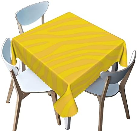 ZUCRCFFY Zebra Print Theme Square Tablecloth,70x70 Inch,Stain Wrinkle Resistant Reusable Washable Print Square Table Clothes,for Kitchen Outdoor Picnic Party Patio Wedding Family (Mustard Yellow)