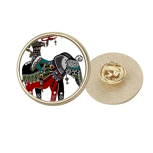 Broche ronde éléphant dorée Trekking M avec fermeture épingle pour pull et veste