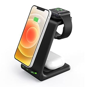Kabelloses Ladegerät Wireless Ladestation, 3 in 1 Qi Ladegerät für Apple Watch 2/3/4/5/SE/6/7 Airpods 2/3/pro i Phone 13…