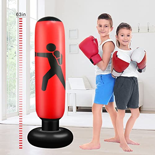 Image of Proberos Inflatable Boxing bag1 for Kids Adults, Punching Bag Karate Inflated Toy Gifts for Boys and Girls, Standing Boxing Bag for Immediate Bounce-Back for Taekwondo, Boxing kit for Kids