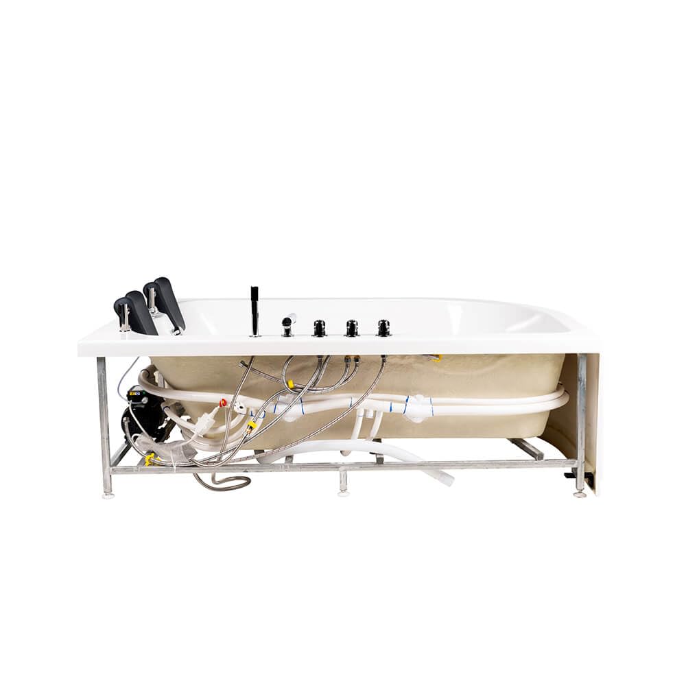 Home Deluxe - Bañera de hidromasaje - BLUE OCEAN XL izquierda, blanca, dimensiones: 180 x 120 x 65 cm - incl. cojín cervical, grifería y bomba de hidromasaje I Bañera de hidromasaje para 2 personas,