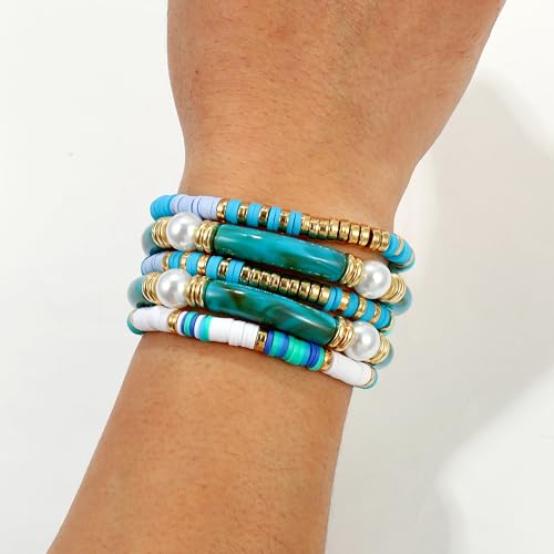 Elegance 11 designs colorful bracelets for women Surfer Thick Tube Heishi Summer Beach Beaded Stackable Boho Stretch Bracelets4