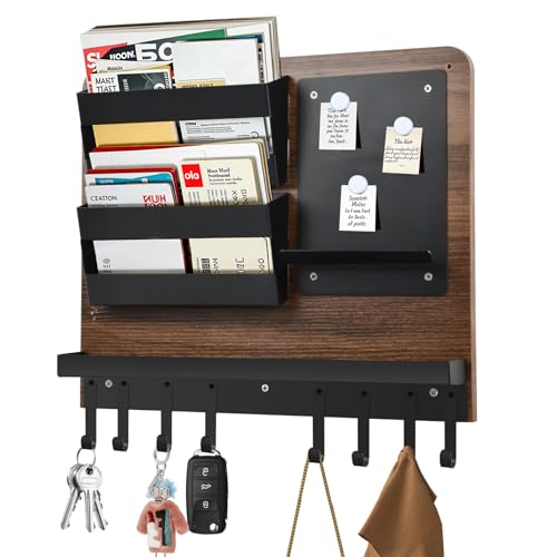 Mapille Schlüsselboard Modern, Schlüsselbrett mit Ablage, Briefhalter, 8...